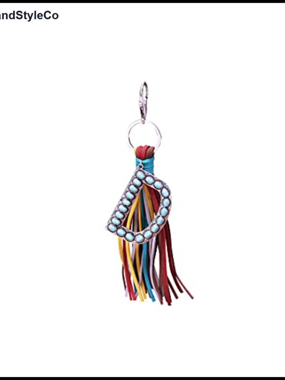Letter Keychain Charm with Genuine Leather Tassel and Snap Hook